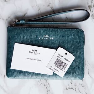 Dark teal Coach wristlet NWT